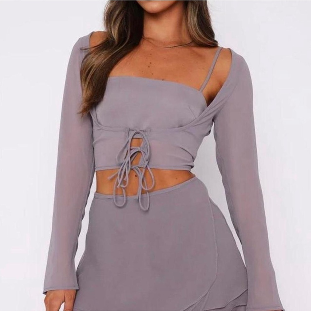 White Fox Boutique Gray Crop Top